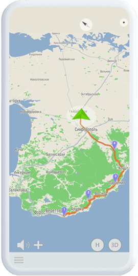 Screenshot of ContraCam application with trip route