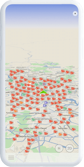 Screenshot of ContraCam application with hazard map